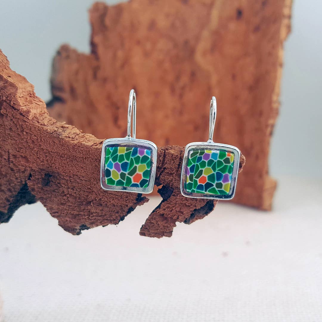 PASTACUITA - Wholesale Dangle Earrings - Modernist square hook earrings. Inspired by Gaudí.5