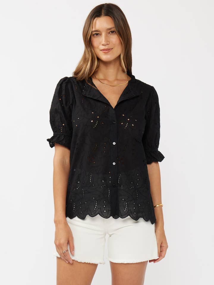 Embroidered Eyelet Cotton Summer Top for wholesale by Lovestitch