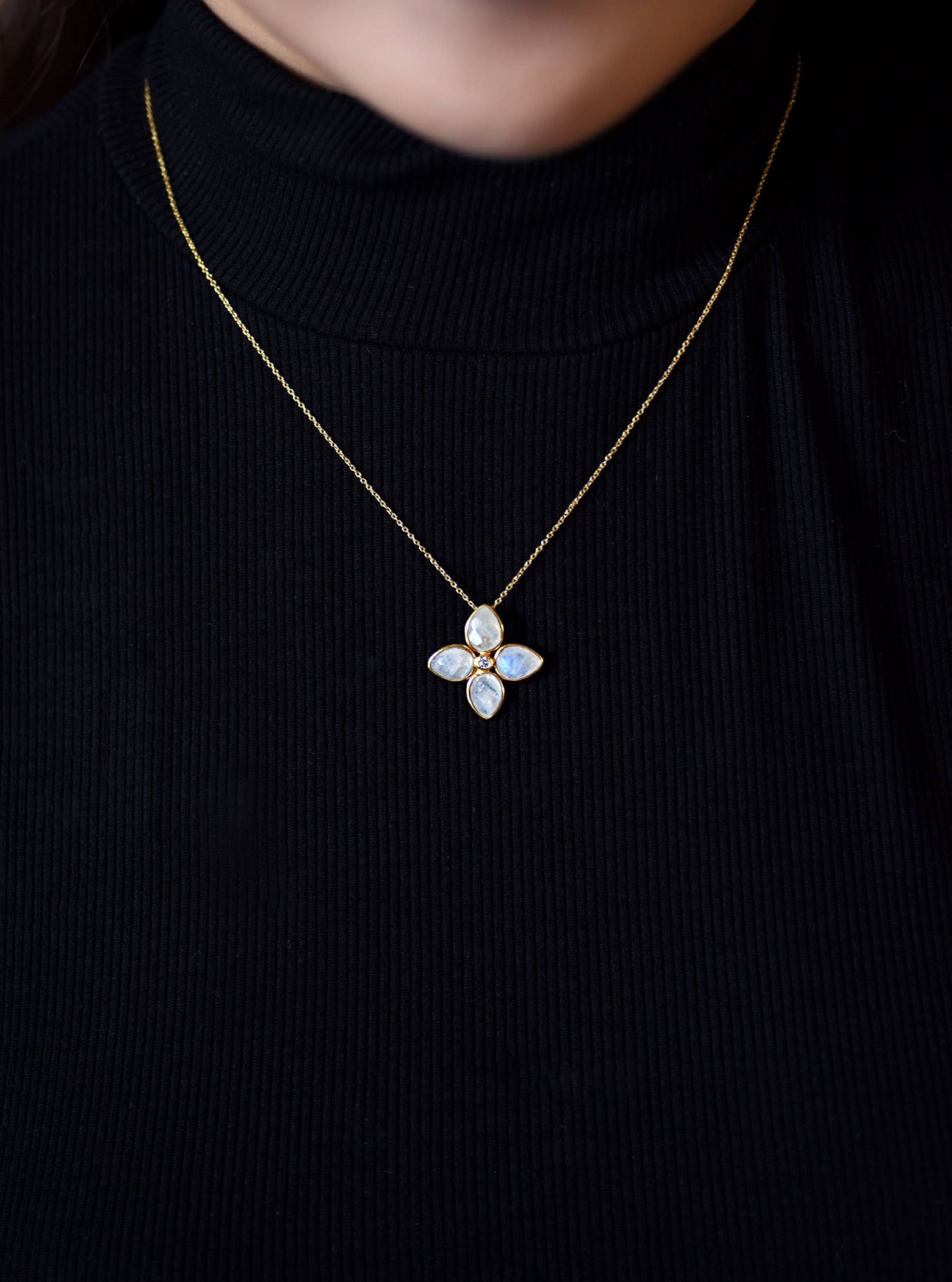 FELIX Z DESIGNS - Wholesale Pendant/Charm Necklace - 16"+2" Multi-stone Floral with CZ Necklace2