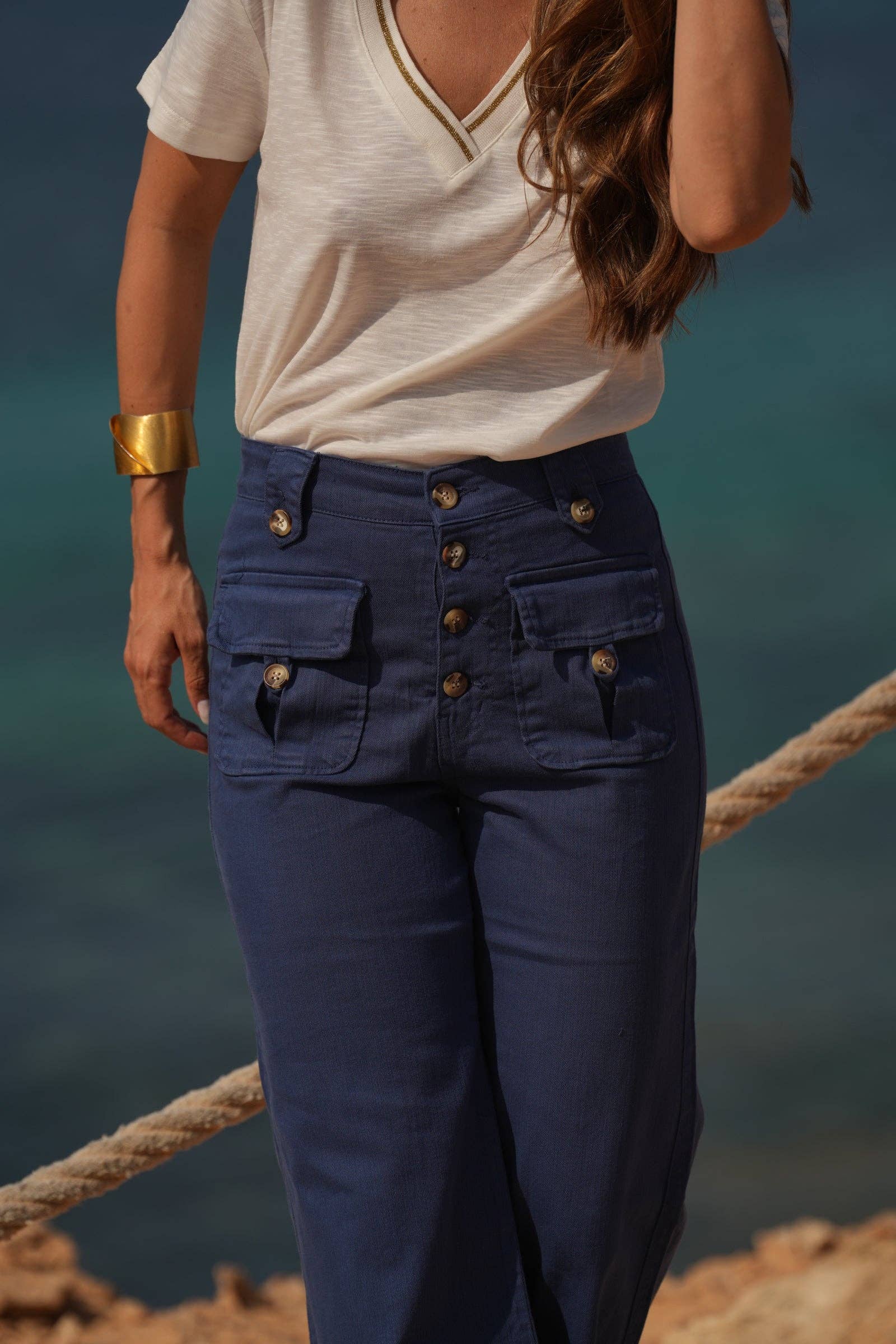 GUIMANOS - Wholesale Pants - Women's - Twill Trousers with Buttons3
