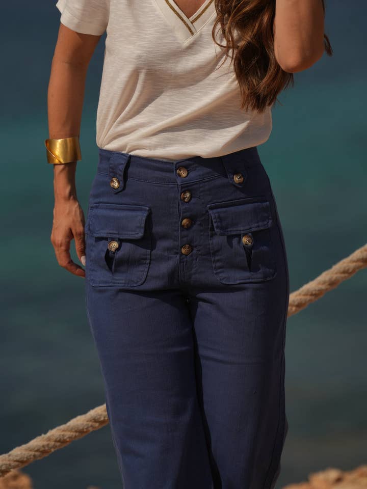 GUIMANOS - Wholesale Pants - Women's - Twill Trousers with Buttons3