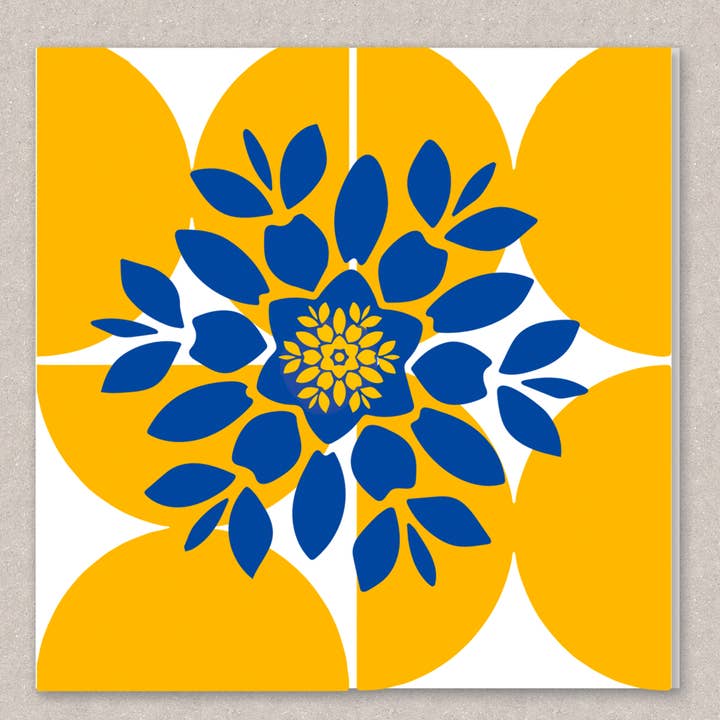 littl'pix - Wholesale Kerstkaartje - Azulejo Nummer 1 Wenskaart - Blauw Ornament1