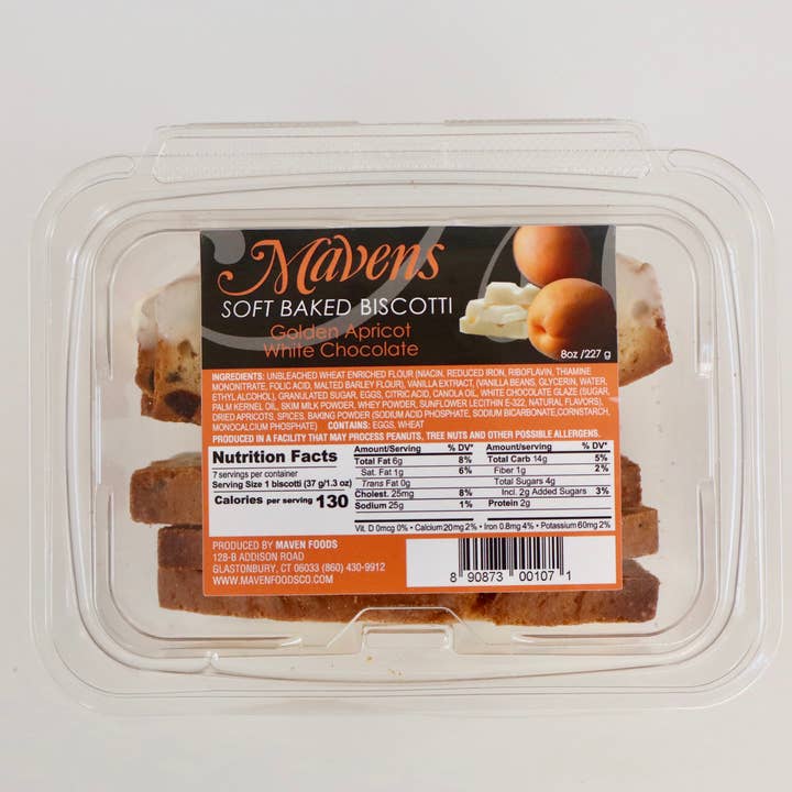 Golden Apricot w/ White Choc. Soft Baked Biscotti for wholesale by Maven Foods Co