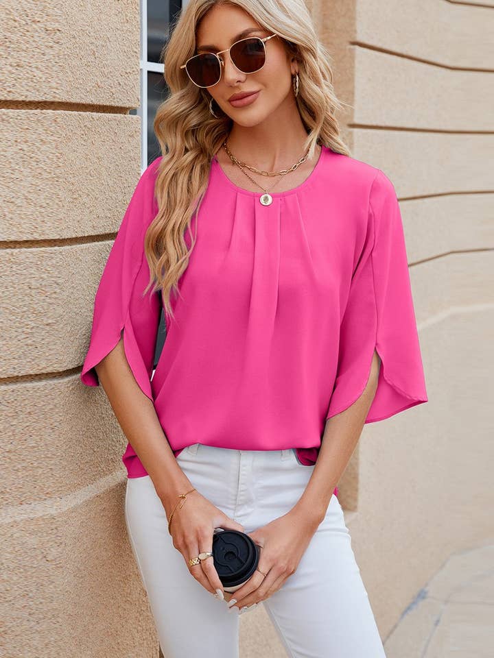 CWTTS0764_Round Neck Short Sleeved Top for wholesale by NINEXIS