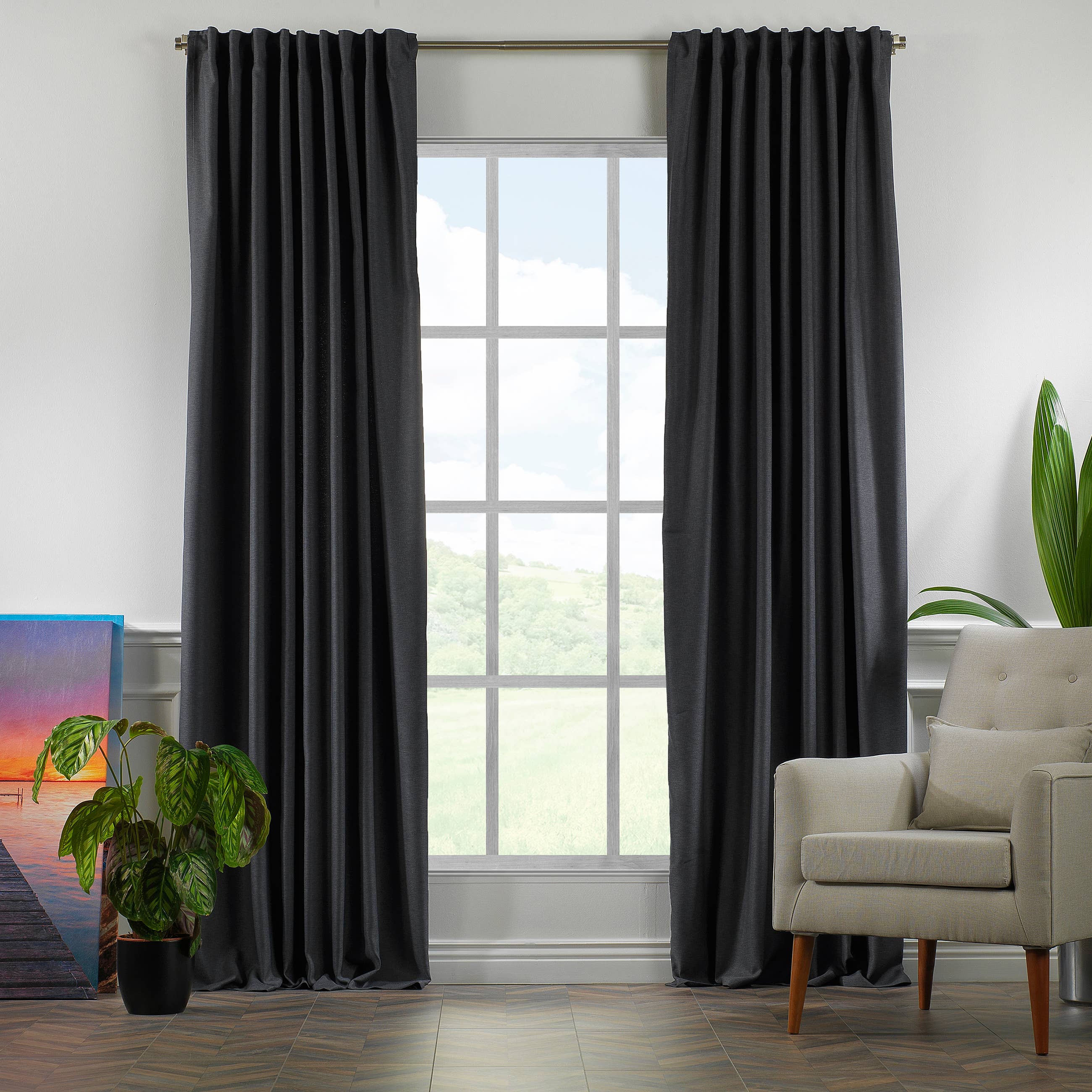 Bes Home Design - Vente Rideaux - Rideau décoratif personnalisé en faux lin de 100 po de large et extra long30