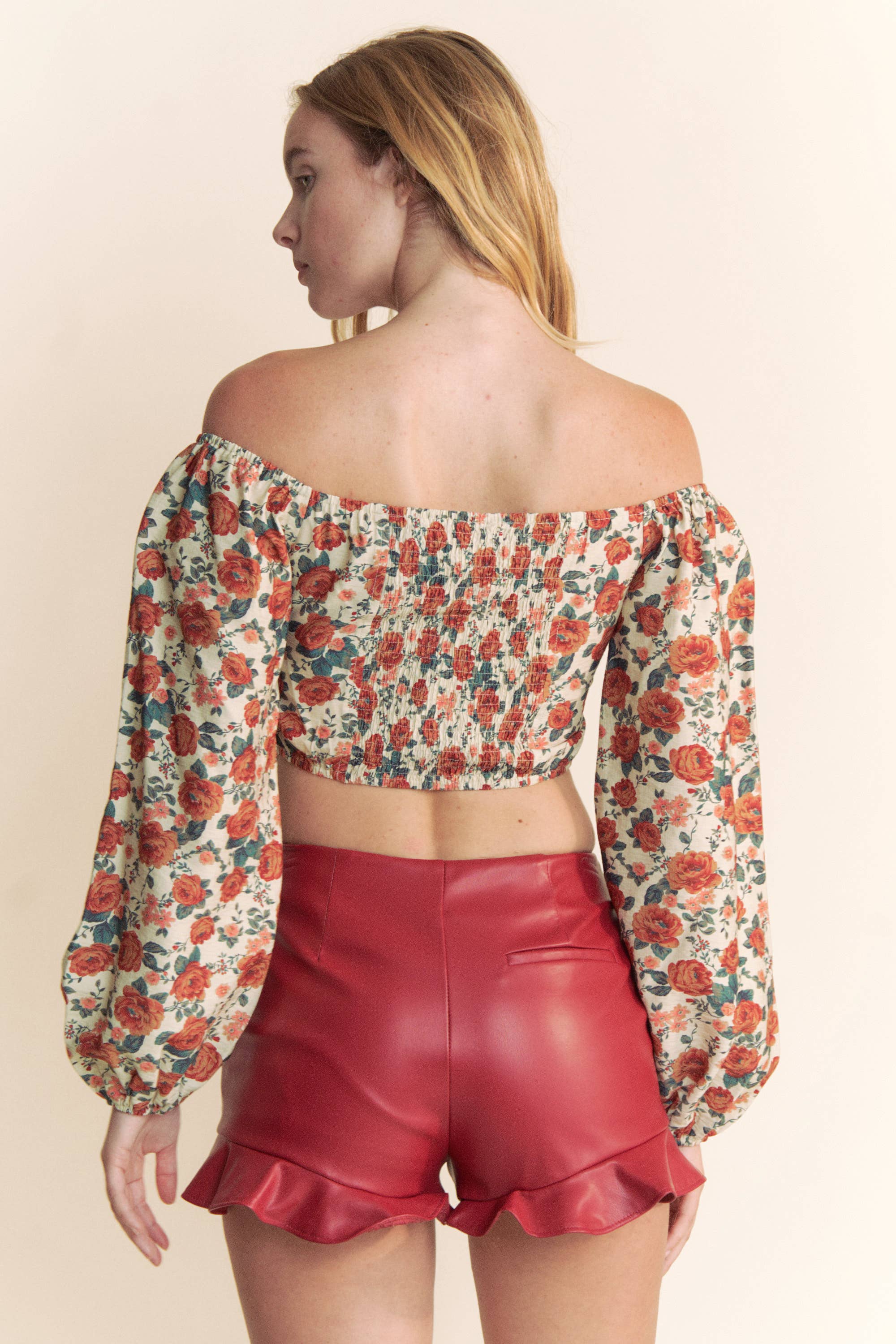 Taupe Multi OTTOMAN FLORAL PRINT LONG SLEEVE TOP for wholesale on Faire12