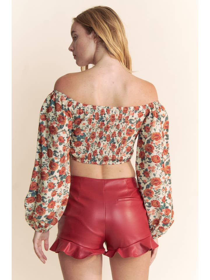 Taupe Multi OTTOMAN FLORAL PRINT LONG SLEEVE TOP for wholesale on Faire12