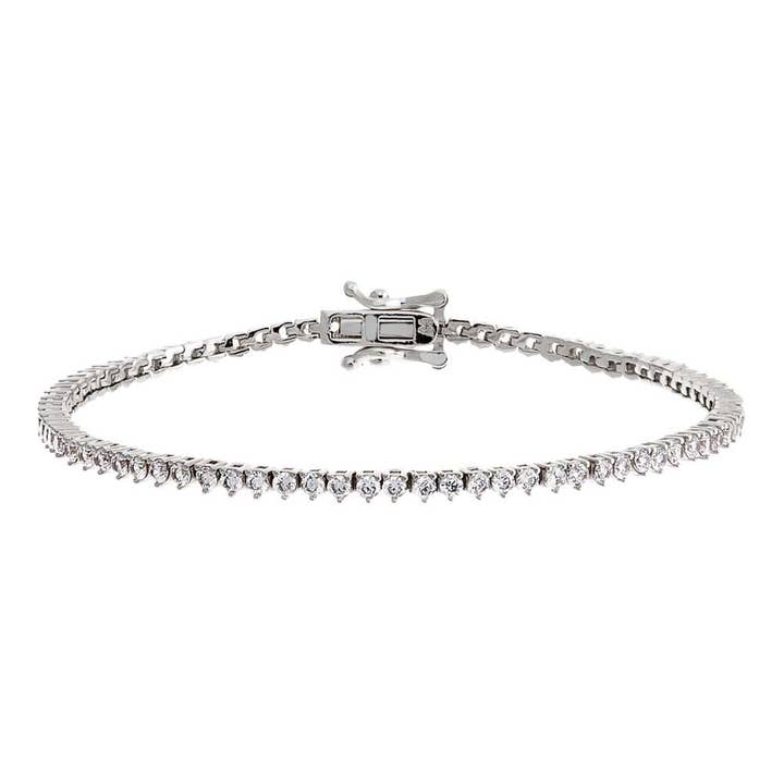 By Adina Eden - Wholesale Tennis Bracelet - Thin Three Prong Tennis Bracelet