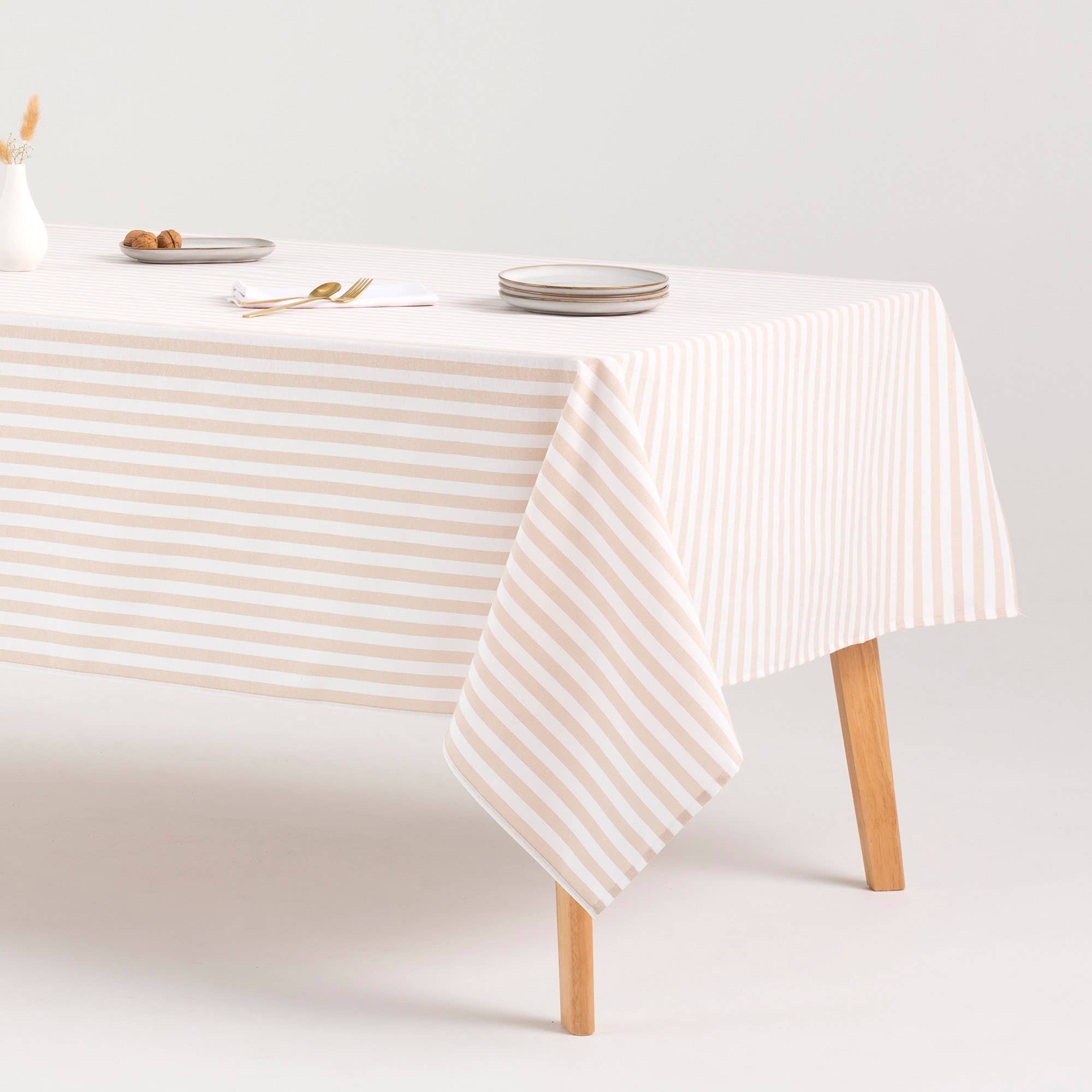 GAMUSI - Wholesale Tablecloth - Stain-resistant cotton tablecloth fabric feel stripes ALMA13