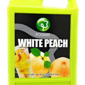 Possmei Flavored Syrup, White Peach, 5.5 Pound for wholesale by Mulvadi Corporation