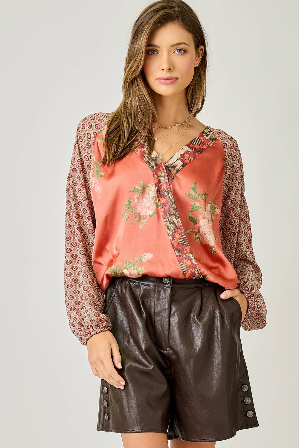 Mystree - Wholesale Blouse - Women's - 61318 Mixed Print Blouse1