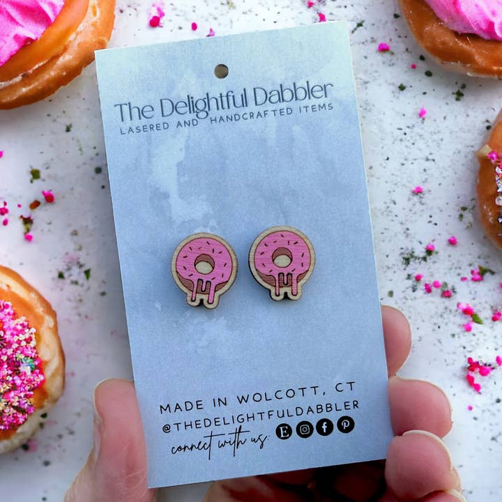 The Delightful Dabbler LLC - Wholesale Stud/Post Earrings - Sweet Treat Earrings Collection - Donut Studs0