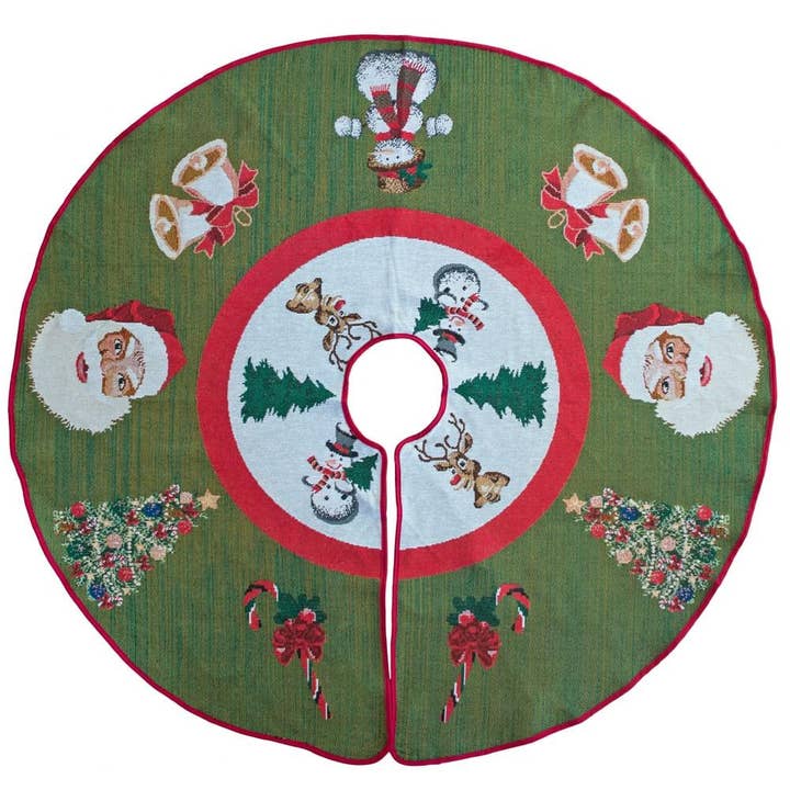 Santa, Bells, and Mistletoe Christmas Tree Skirt 50 Inches for wholesale by BestPysanky