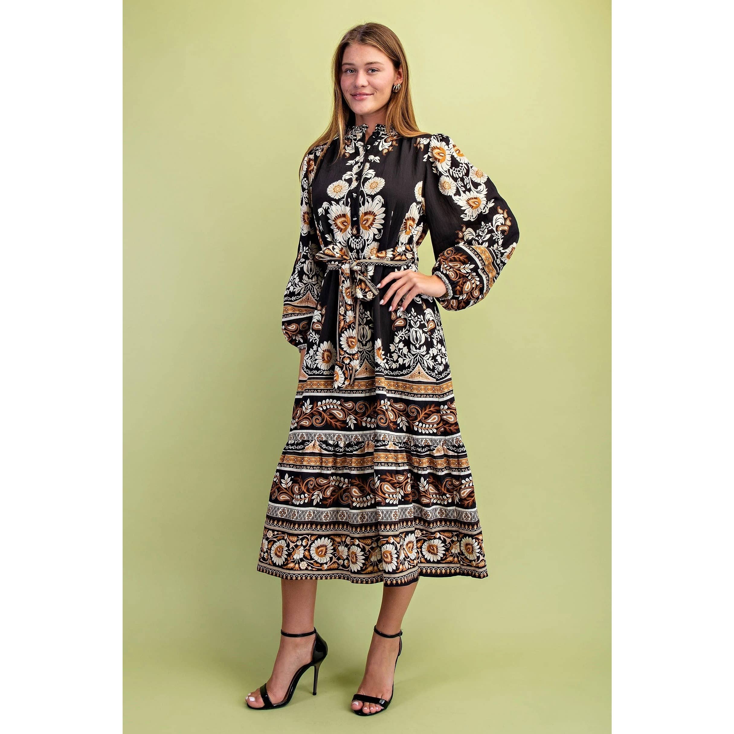 STYLE USA - Wholesale Dress - Women's - Floral Print Midi Dress2