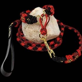 Rød/Sort Guld Blomsterblad Paracord Hundesnor for engroshandel hos Dogs and Cats Oh My