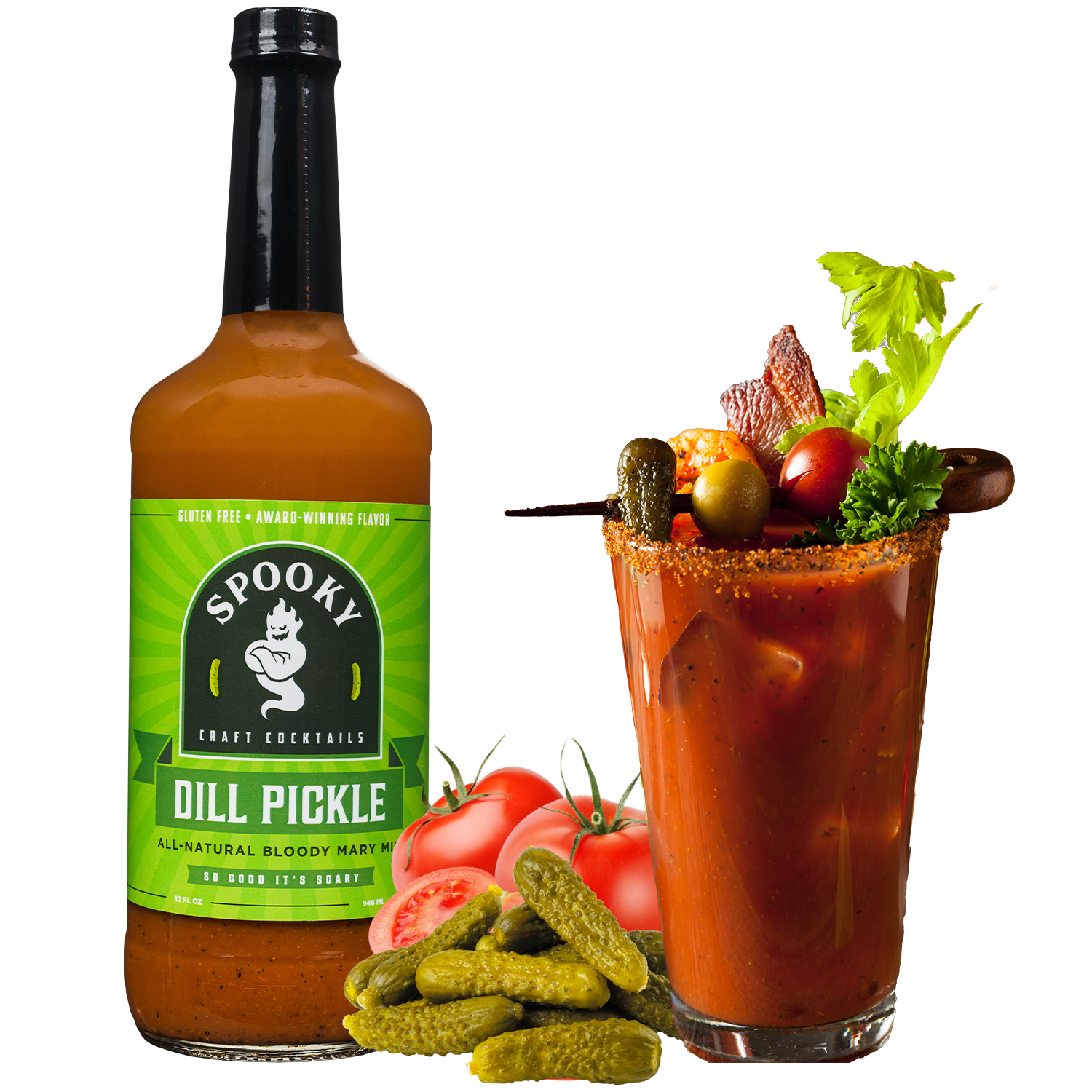 SPOOKY Craft Cocktail Mixes - Wholesale Cocktail Mix/Syrup - SPOOKY Dill Pickle Bloody Mary (32oz 6-pack)1