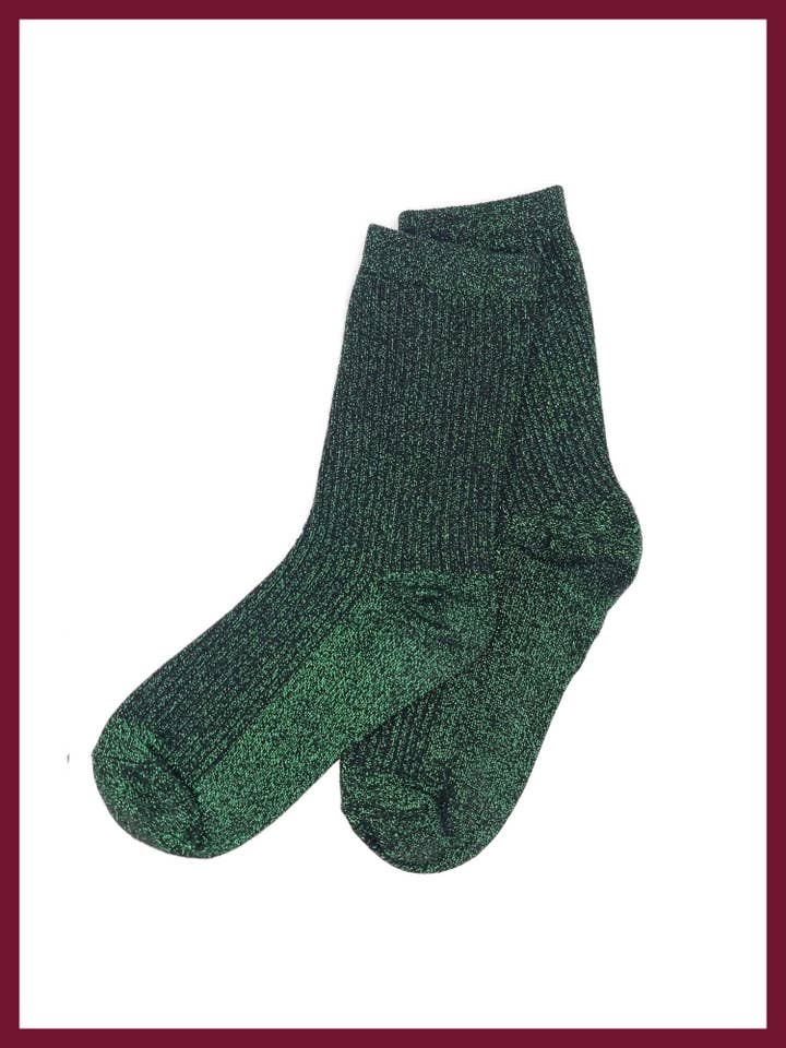 Glitterati Socks in Green for wholesale by NOOKI DESIGN LTD