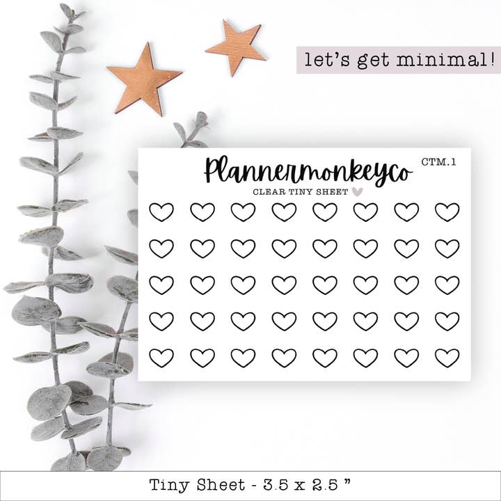 Minimales Herzsymbol - Transparente kleine Folie für den Großhandel von Plannermonkeyco