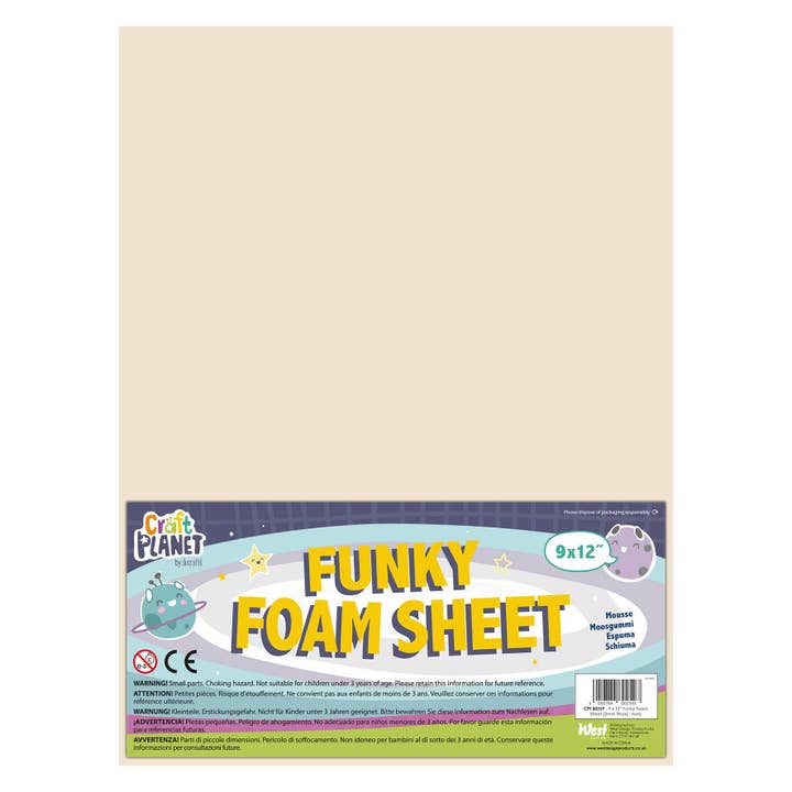West Design Products UK – wholesale Craft supplies – Craft Planet 9 x 12" Funky Foam Sheet 2mm Thick Ivory