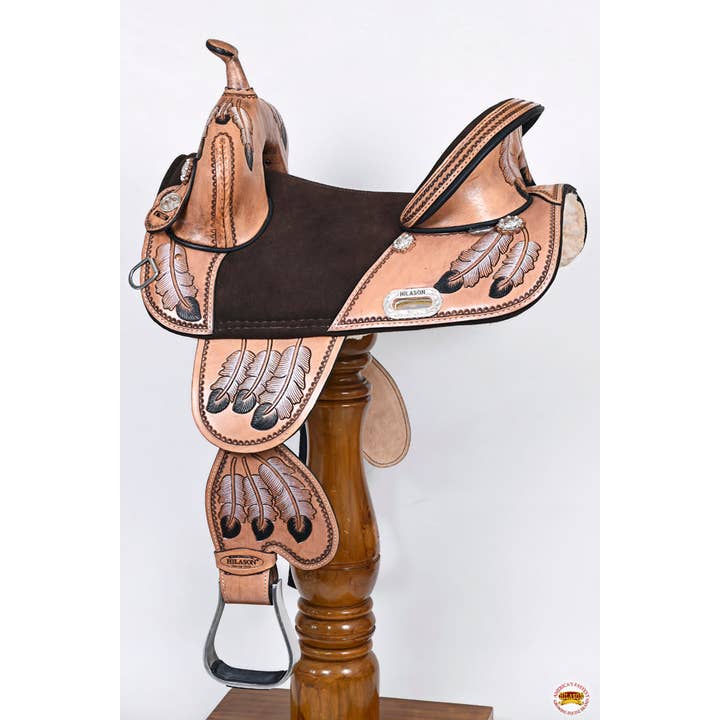 HILASON - Wholesale Horseback Riding Gear - 15 In Western Horse Treeless Trail Barrel Leather Saddle Tan