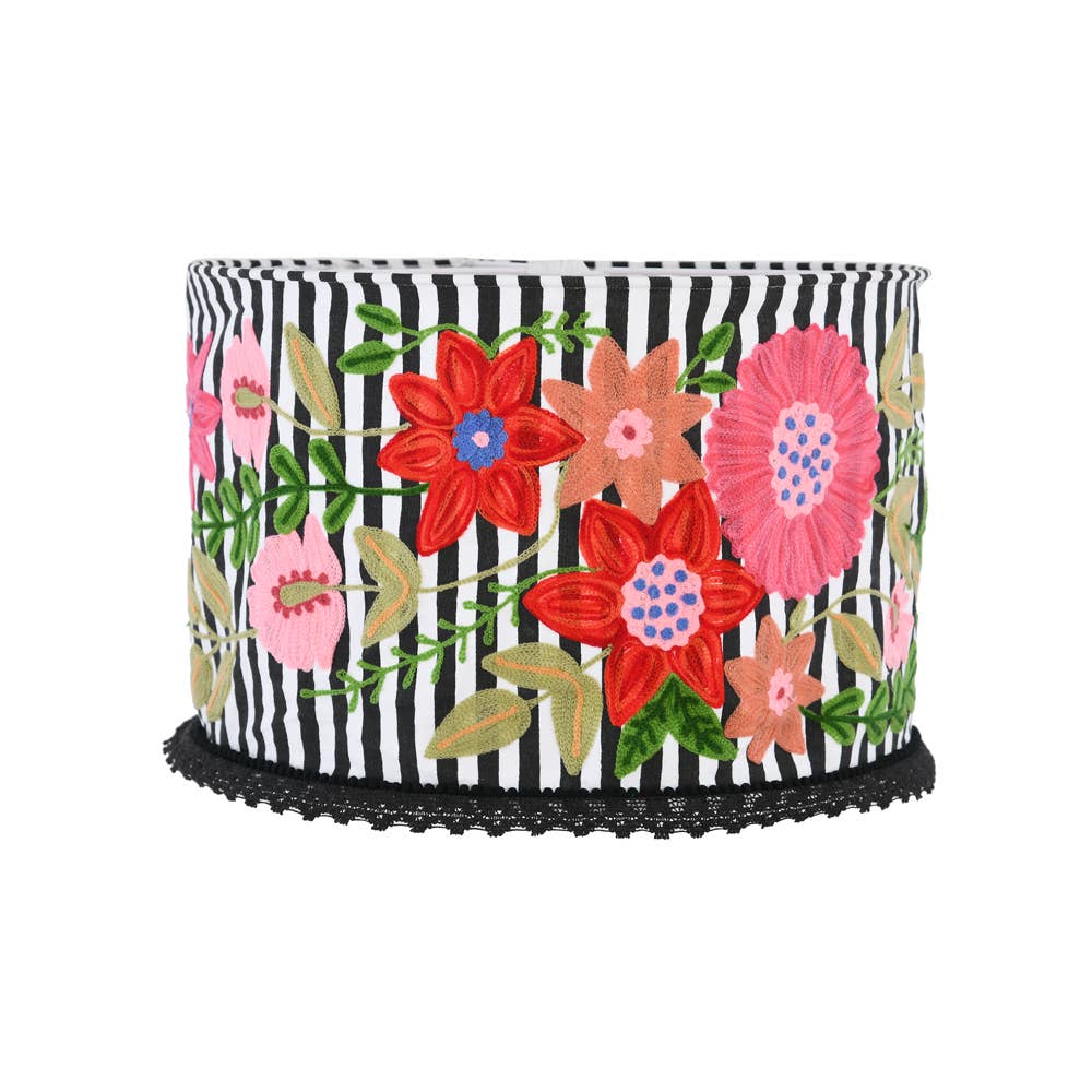 Karma Living - Wholesale Lamp Shade - Set of 2 Collapsible Embroidered with Black PP Lampsha 18X101