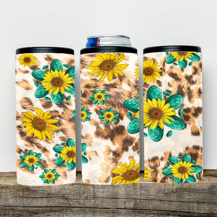 Gobelet à paillettes Koozie à imprimé animal de tournesol, motifs différents pour la vente par BreakOut Outfitters