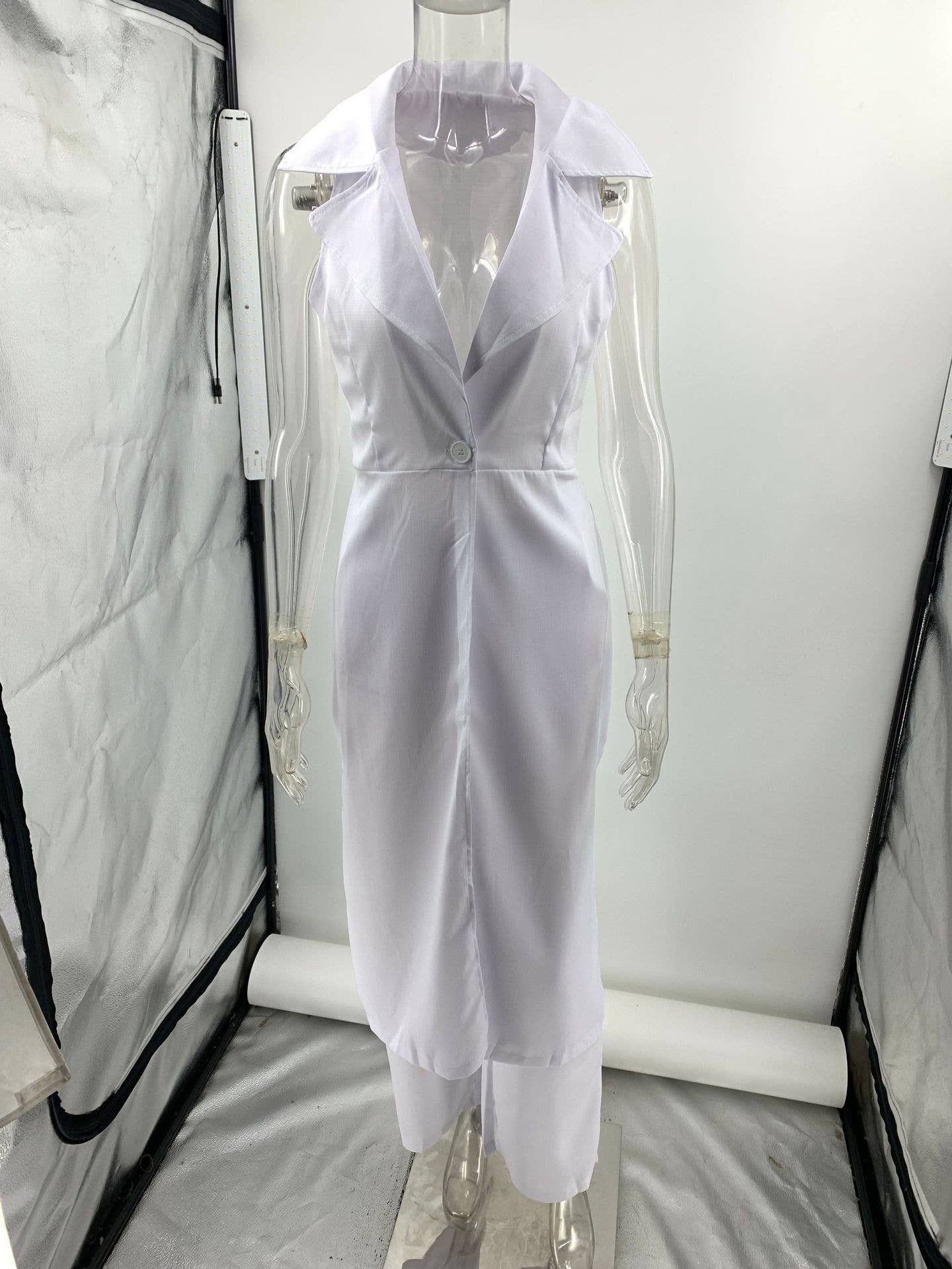 Sleeveless White Lapel Blazer and Pants Two-Piece Set JRM136 for wholesale on Faire3