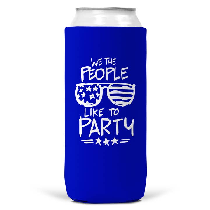We The People Like to Party SLIM CAN Coozie/Cooler per 12 once per la vendita all'ingrosso da parte di Wi-Wear