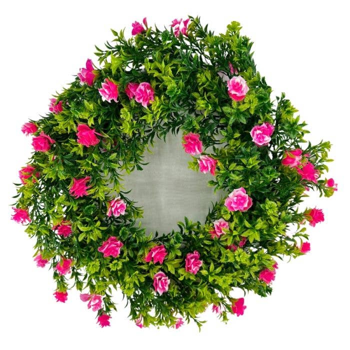 Lucknow Southern and Company - Wholesale Wreath - 20" Pink Rose Wreath W/ Greenery