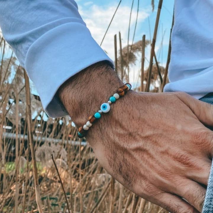 Christina Christi - Wholesale Beaded Bracelet - Evil Eye Bracelet, Mens Bracelet, Evil Eye Charm
