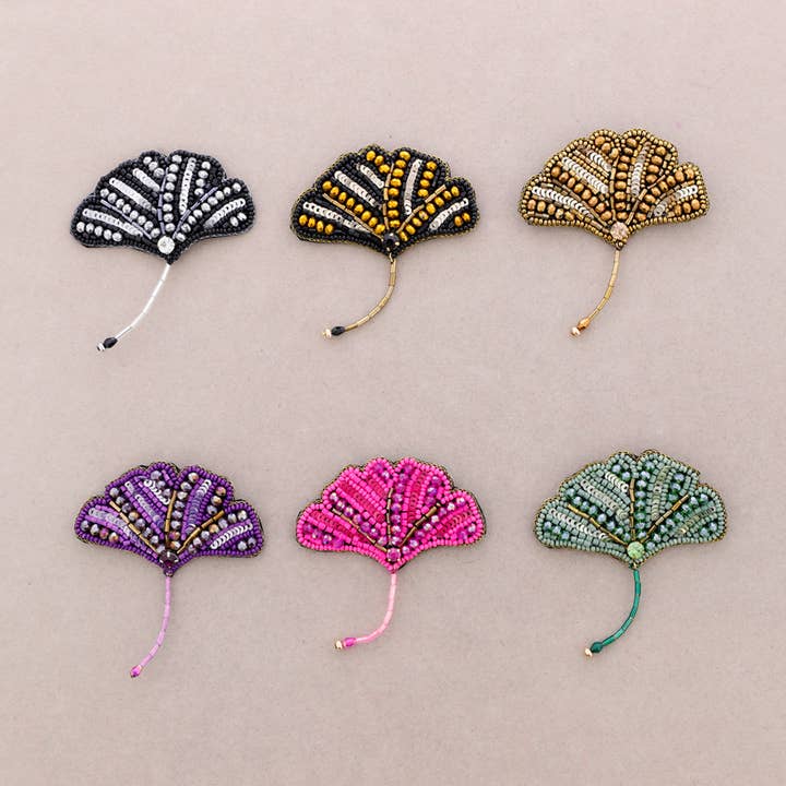 Sonata - Venta al por mayor Broches - Broche Lentejuelas Hoja Gingko6