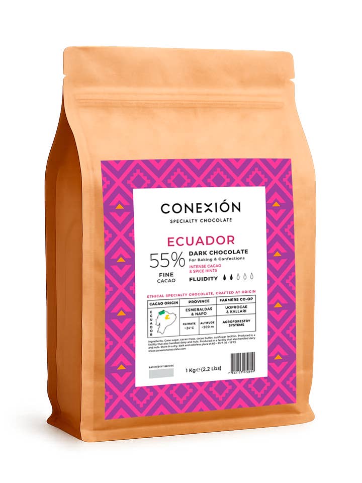 Équateur 55 % : Couverture de chocolat noir pour la vente par Conexión Chocolate
