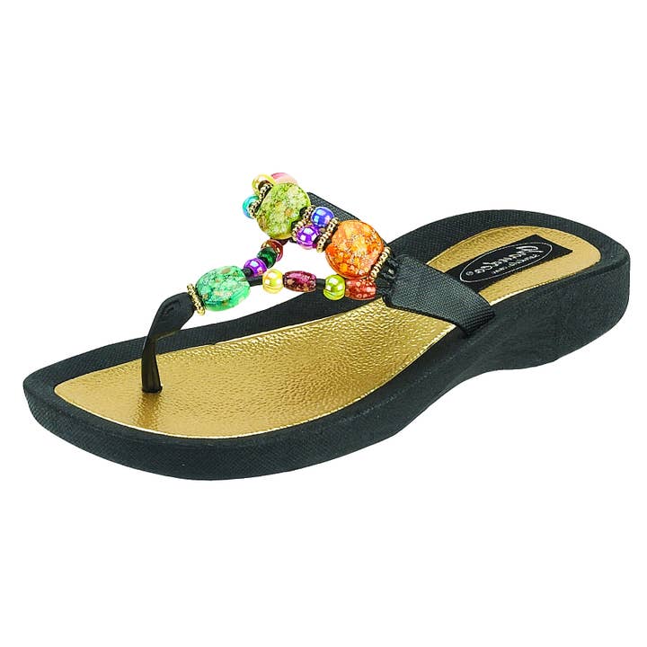Grandco Sandals - Wholesale Sandals - Women's - Marble Deluxe Thong, 5-11, BK