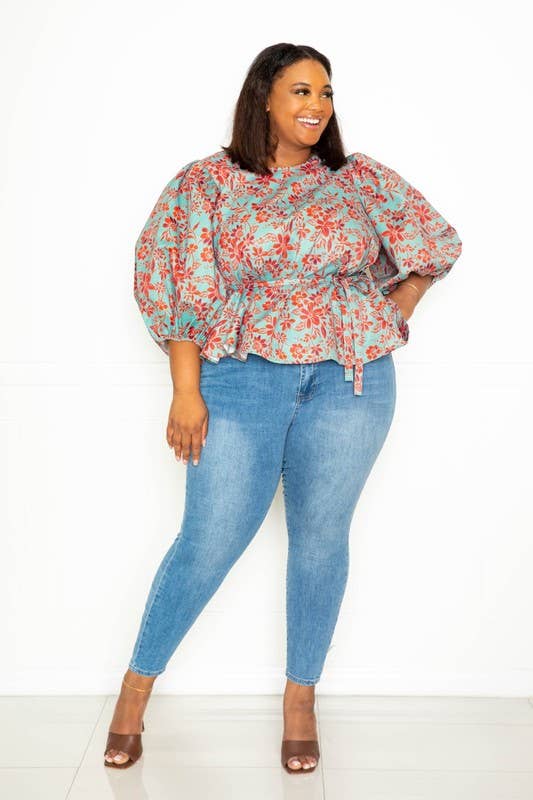 MULTI VOLUMINOUS TOP WITH WAIST TIE for wholesale on Faire2