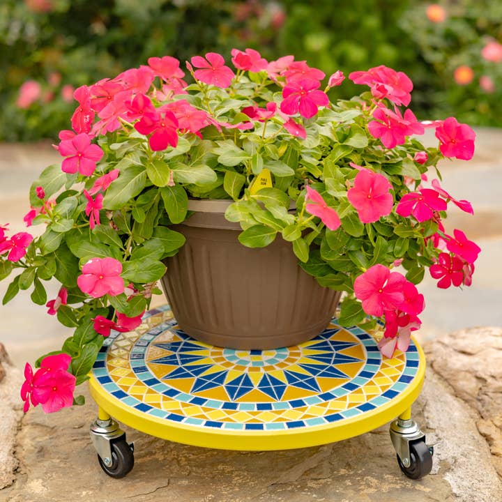 13.8" Ceramic Mosaic Tile Plant Trolley - 6 Color Options for wholesale by Zaer Ltd. International