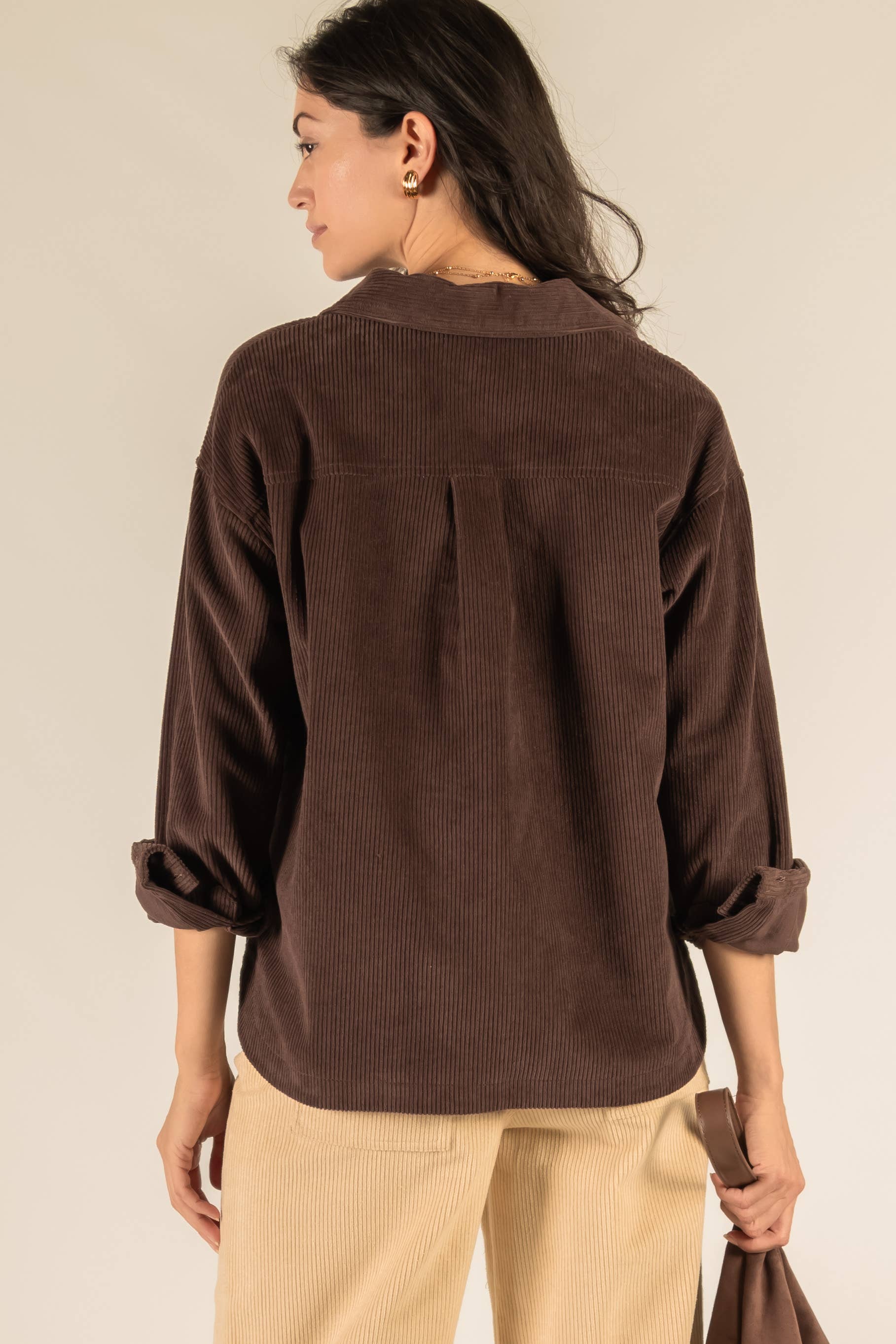 Before You Collection - Vente Chemise à col boutonné – femme - Chemise boutonnée en velours côtelé8