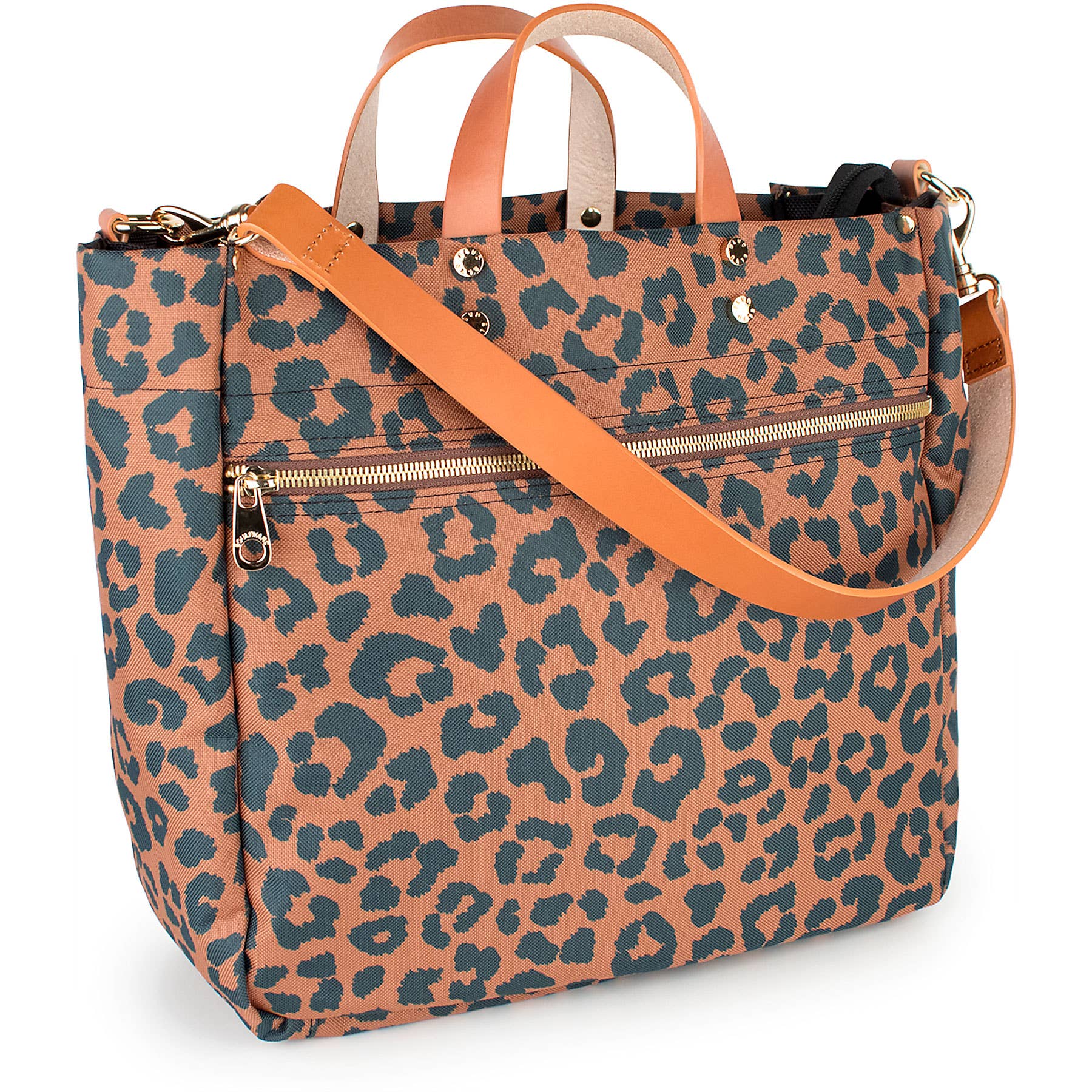 Boulevard - Wholesale Tote Bag - Women's - "Codie" Leopard Nylon Tote with Leather Accents1