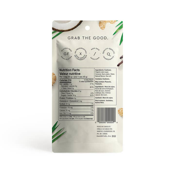HANDFUEL – wholesale Nuts – Coconut Cashews 40g X 12