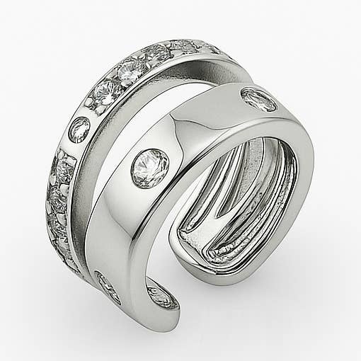 Rhodium Plated CZ Ear Cuff for Cartilage – Single Piece for wholesale by Sedy Jewelry