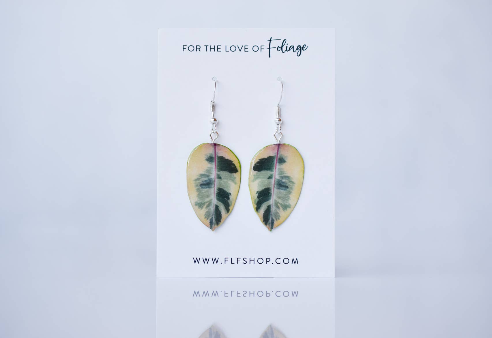 For the Love of Foliage - Wholesale Dangle Earrings - Ficus Tineke Plant Earrings | Leaf Earrings