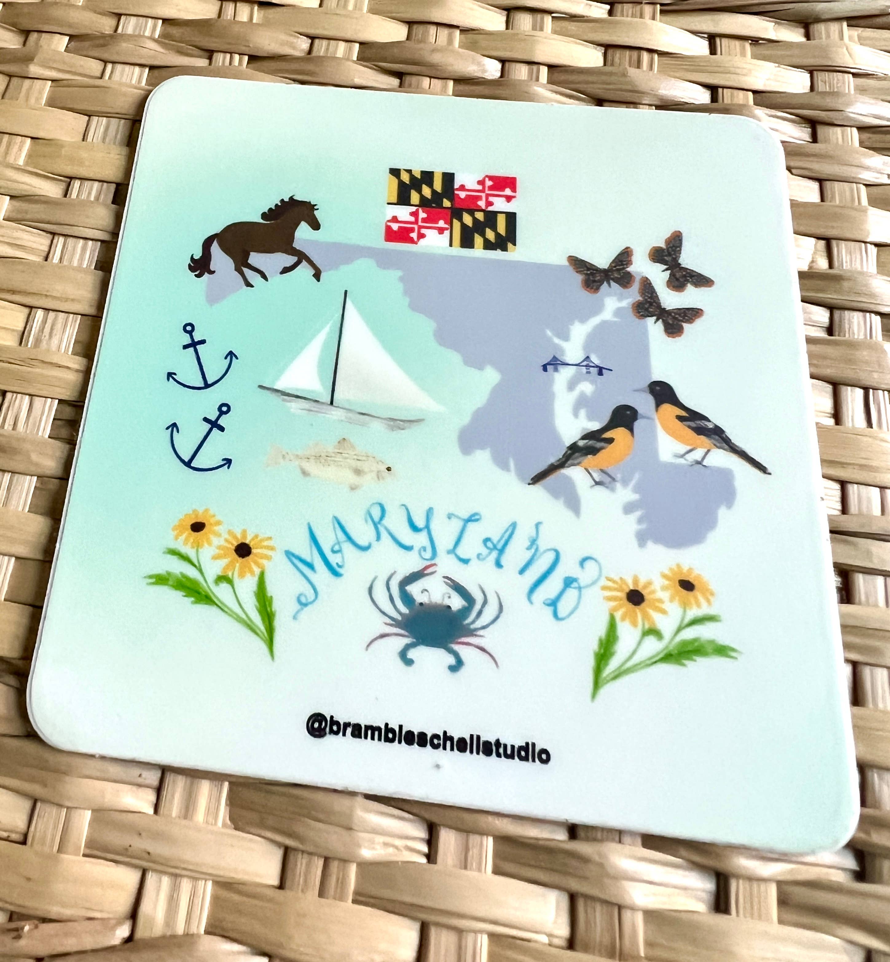 Bramble Schell Studio - Wholesale Sticker - Maryland State Vinyl Sticker 2