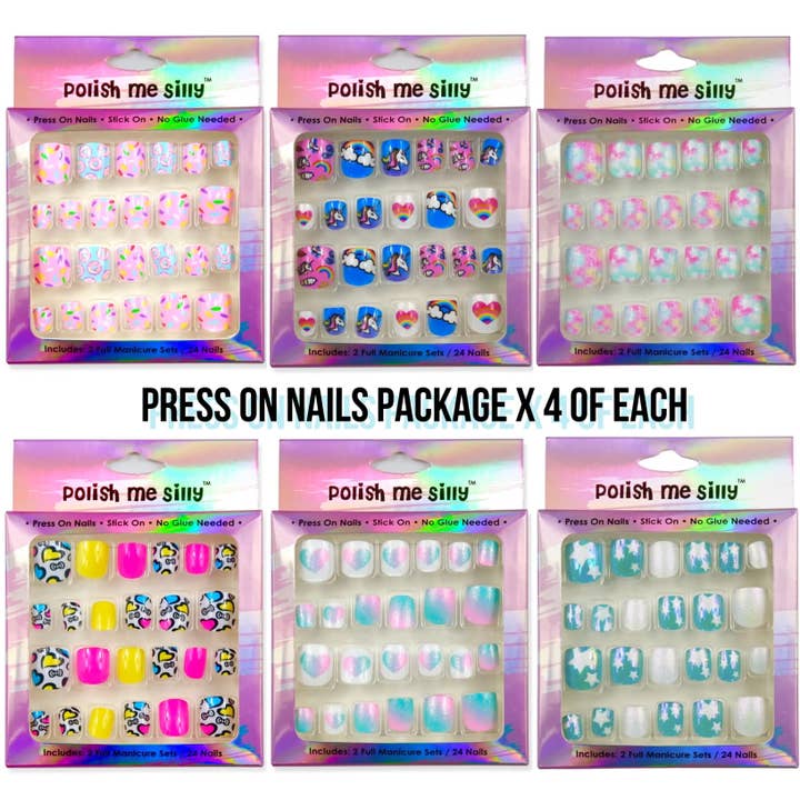 Press On Nails Package #1- 4 of each Press On w/display for wholesale by Polish Me Silly