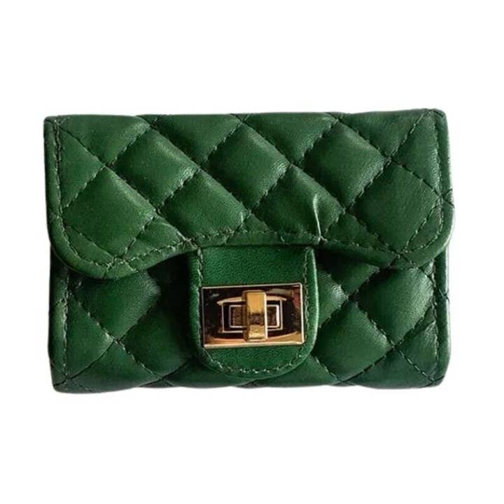 Groene en gouden kaarthouder Mini gewatteerde portemonnee voor wholesale door Fleur de lys collections