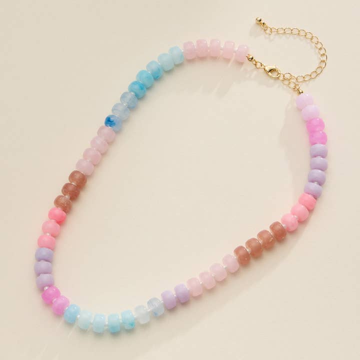 Frem - Wholesale Beaded/Pearl Necklace - Colorful Beaded Necklace with Gold Clasp Trendy Statement Jewelry