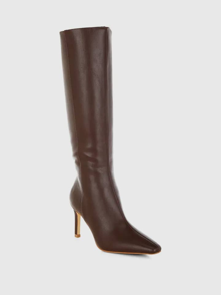 Italy's Kloset - Wholesale Boots - Women's - Faux Leather Calf Boots-Brown 4