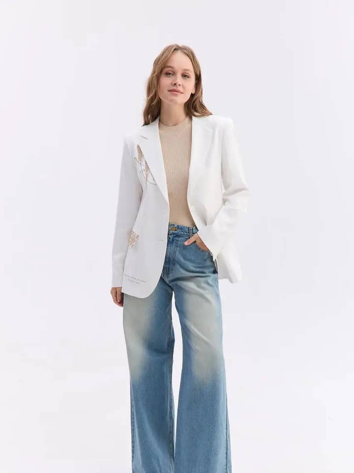 Women’s Embroidered Jacket White Color for wholesale by Handmade Originals Ukraine