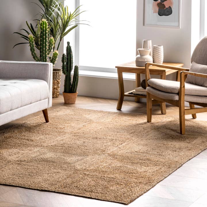 Natural Braided Tiles Flatweave Area Rug for wholesale on Faire