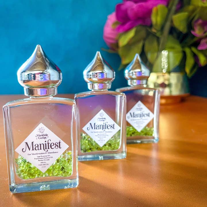 Mandala Gems - Wholesale Fragrance Oil - MANIFEST Perfume Oil for MANIFESTATION with Peridot + Sage essential oil8