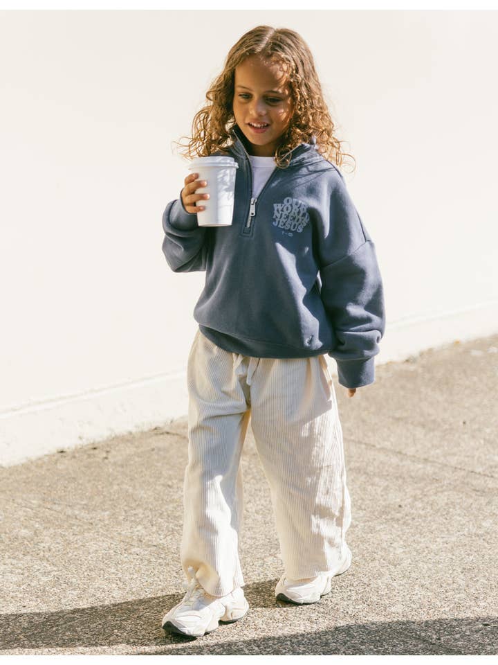 Elevated Faith - Wholesale Sweatshirt - Kids - Our World Needs Jesus Kids Half-Zip1