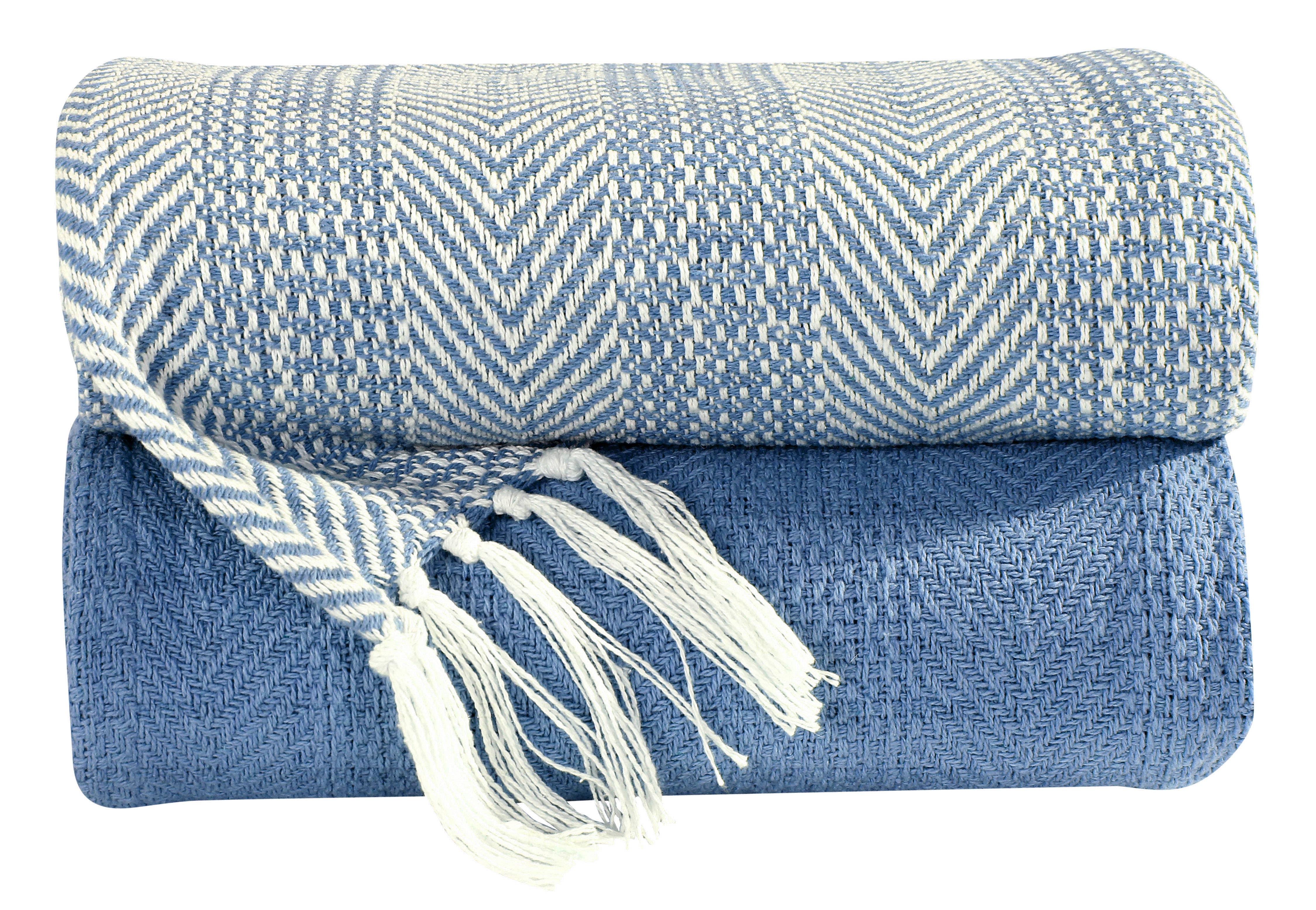 COZY HOMES COLLECTION – Engroshandel Tæppe – Håndvævet 100% bomuld kaste tæppe sildeben (sæt med 2)2